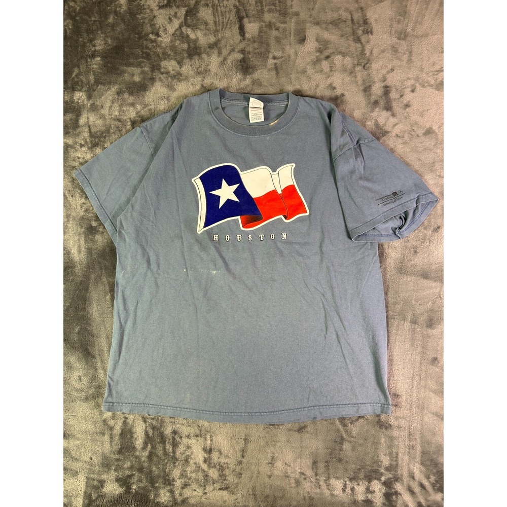 Vintage‎ Houston Texas Flag T-Shirt XL Blue Delta Magnum Weight Lone Star State